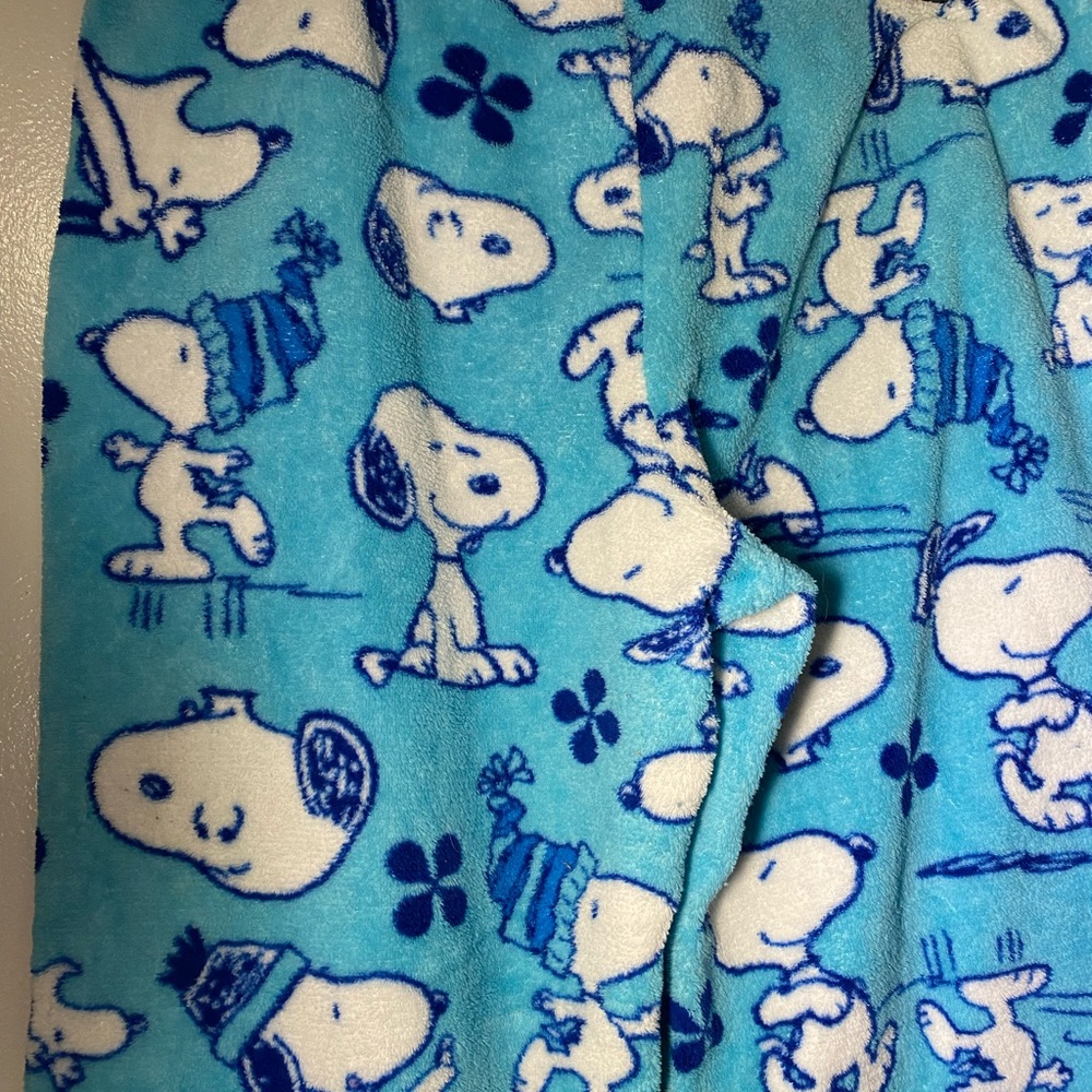 Women’s Peanuts Snoopy Soft Teal Blue Pajama Pants Joggers Winter Fun XLarge - Picture 5 of 9
